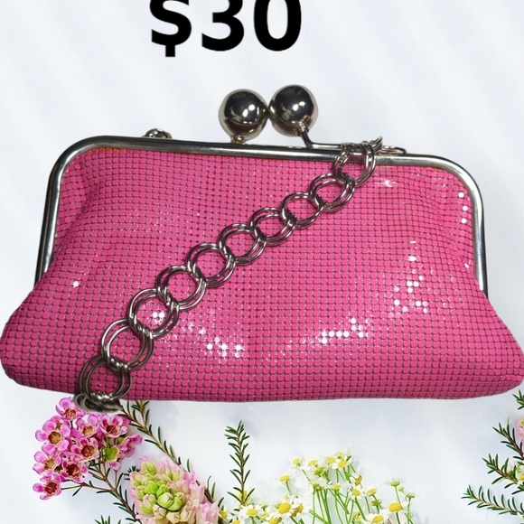 * New "ALDO Evening Hot Pink Metallic Clutch  Bag Chain Strap - Picture 14 of 15